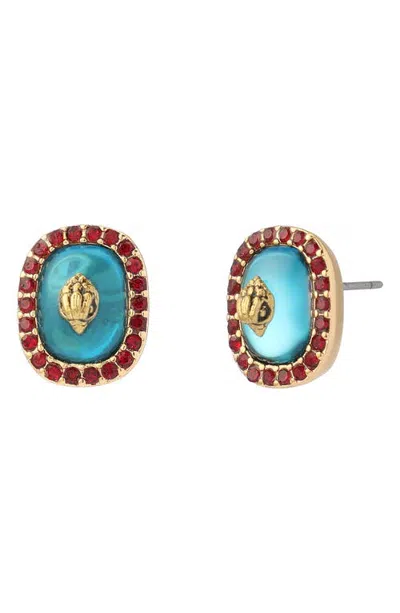 Kurt Geiger London Eagle Square Stone Stud Earrings In Gold
