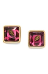 Kurt Geiger London Eagle Square Stud Earrings In Gold