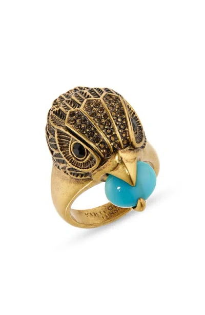 Kurt Geiger London Eagle Stone Cocktail Ring In Blue