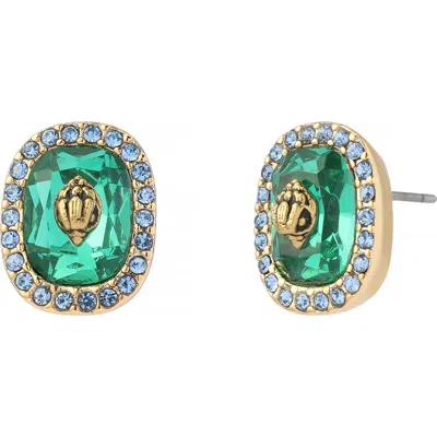 Kurt Geiger London Eagle Stone Stud Earrings In Green