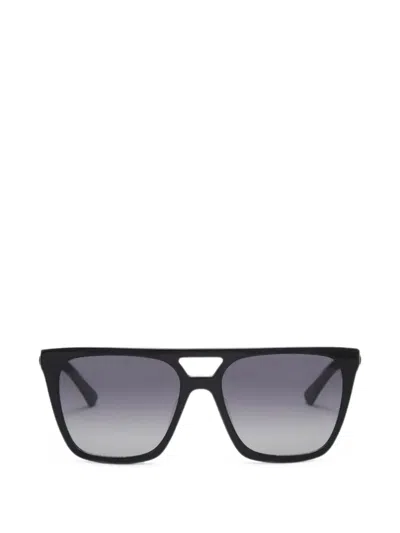 Kurt Geiger London Eagle-plaque Geometric-frame Sunglasses In Black