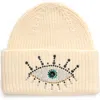 Kurt Geiger London Embellished Evil Eye Beanie In Bone