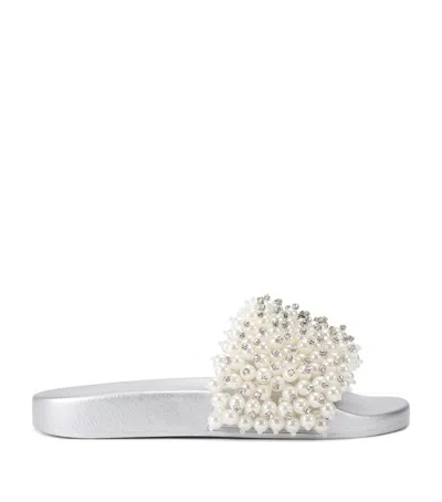 Kurt Geiger London Embellished Meena Eagle Slides In Ivory