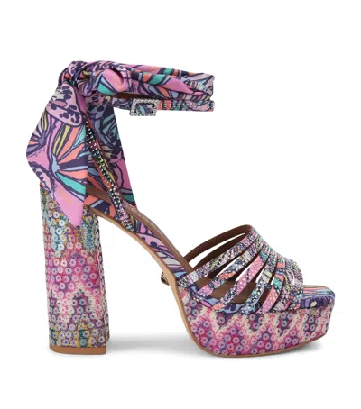 Kurt Geiger London Embellished Pierra Platform Heeled Sandals 115 In Purple