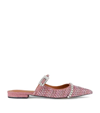 Kurt Geiger London Embellished Strass Flat Mules In Pink
