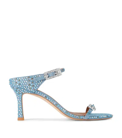 Kurt Geiger London Embellished Strass Heeled Sandals 75 In Blue