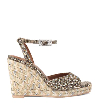 Kurt Geiger London Embellished Wedge Sandals In Beige