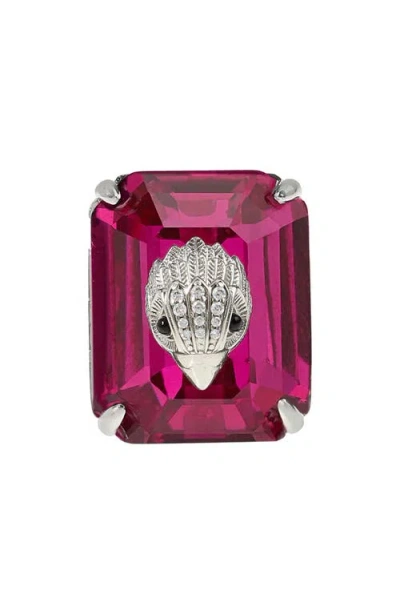 Kurt Geiger London Emerald Cut Cocktail Ring In Pink