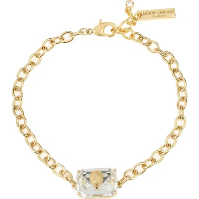 Kurt Geiger London Emerald Cut Crystal Chain Bracelet In Crystal