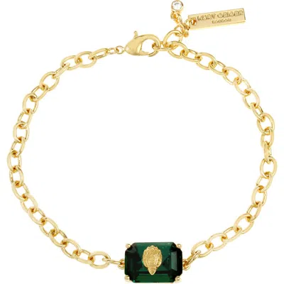Kurt Geiger London Emerald Cut Crystal Chain Bracelet In Emerald