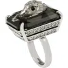 Kurt Geiger London Emerald Cut Crystal Cocktail Ring In Black Diamond
