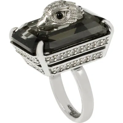 Kurt Geiger London Emerald Cut Crystal Cocktail Ring In Black Diamond