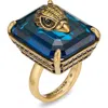 Kurt Geiger London Emerald Cut Crystal Cocktail Ring In Gold