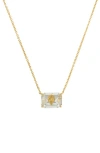 Kurt Geiger London Emerald Cut Crystal Pendant Necklace In Gold