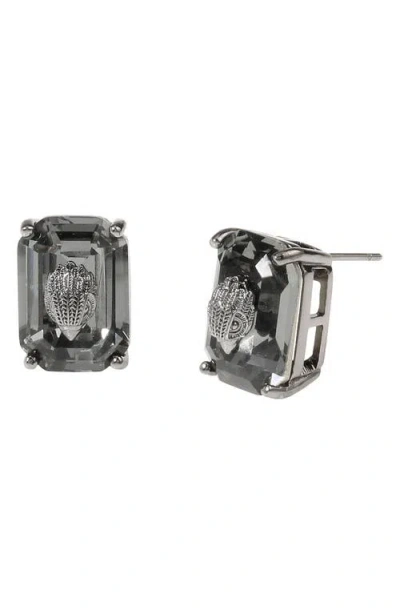Kurt Geiger London Emerald Cut Crystal Stud Earrings In Black Diamond