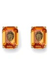 Kurt Geiger London Emerald Cut Crystal Stud Earrings In Brown
