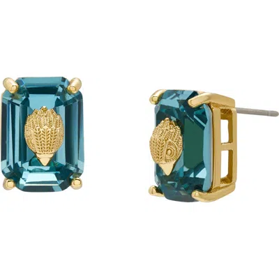 Kurt Geiger London Emerald Cut Crystal Stud Earrings In Light Blue
