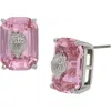 Kurt Geiger London Emerald Cut Crystal Stud Earrings In Pink