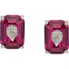 Kurt Geiger London Emerald Cut Crystal Stud Earrings In Pink