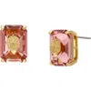 Kurt Geiger London Emerald Cut Crystal Stud Earrings In Rose
