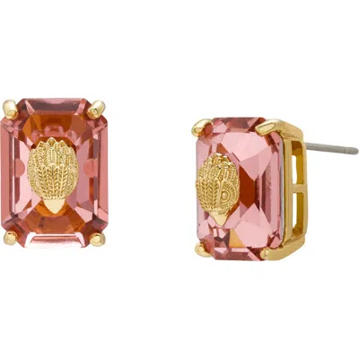 Kurt Geiger London Emerald Cut Crystal Stud Earrings In Rose