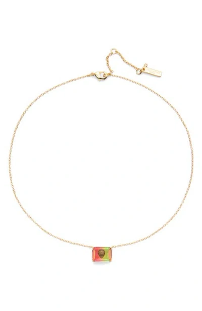 Kurt Geiger London Emerald Cut Tourmaline Pendant Necklace In Multi