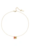 Kurt Geiger London Emerald Cut Tourmaline Pendant Necklace In Gold/multi