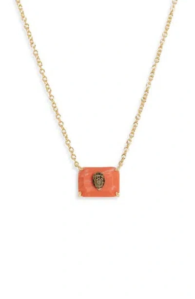 Kurt Geiger London Emerald Cut Turquoise Eagle Pendant Necklace In Orange