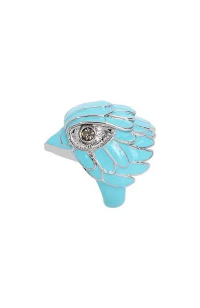 Kurt Geiger London Enamel Eagle Cocktail Ring In Blue