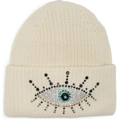 Kurt Geiger London Evil Eye Beanie In Neutral