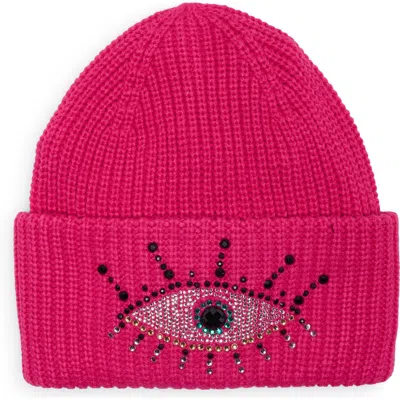 Kurt Geiger London Evil Eye Beanie In Pink