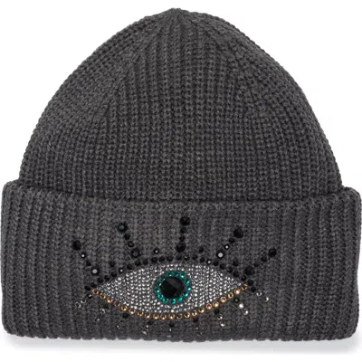 Kurt Geiger London Evil Eye Beanie In White