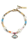 Kurt Geiger London Evil Eye Charm Bead Bracelet In Multi