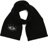 Kurt Geiger London Evil Eye Crystal Embellished Scarf In Black