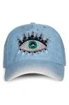 Kurt Geiger Evil Eye Denim Baseball Cap