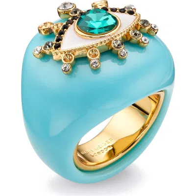 Kurt Geiger London Evil Eye Dome Cocktail Ring In Turquoise