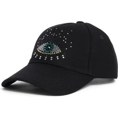 Kurt Geiger London Evil Eye Embellished Adjustable Baseball Cap In Black