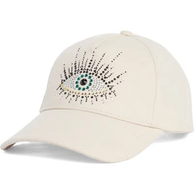 Kurt Geiger London Evil Eye Embellished Adjustable Baseball Cap In White
