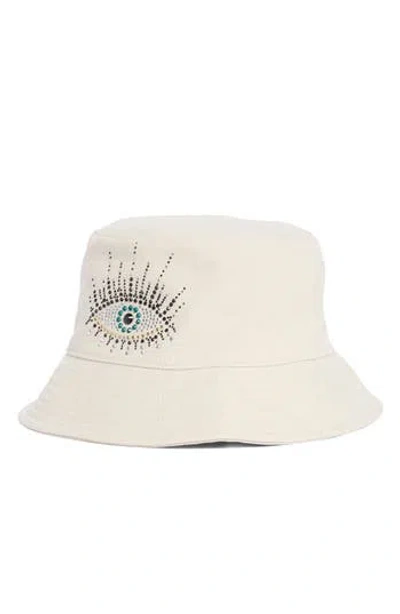 Kurt Geiger London Evil Eye Embellished Bucket Hat In White