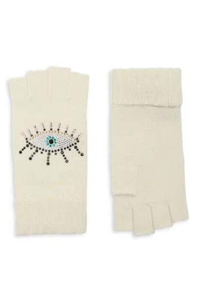 Kurt Geiger London Evil Eye Fingerless Gloves In Neutral