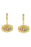 Kurt Geiger London Evil Eye Huggie Drop Earrings In Gold Multi