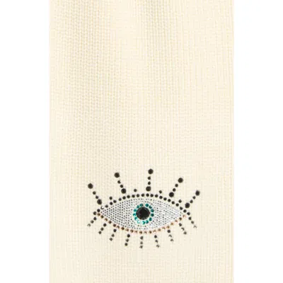 Kurt Geiger London Evil Eye Knit Scarf In Neutral