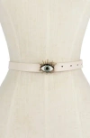 Kurt Geiger London Evil Eye Leather Belt In Neutral