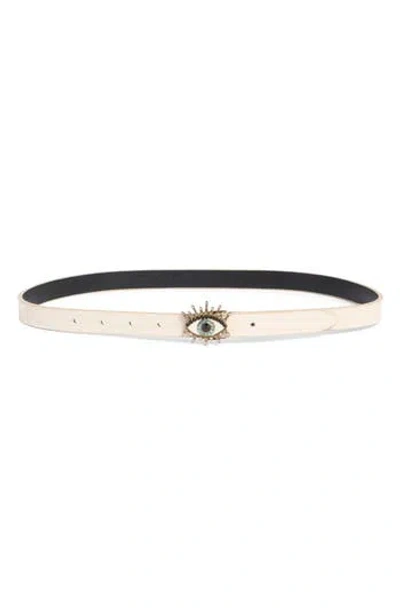 Kurt Geiger London Evil Eye Leather Belt In Brown