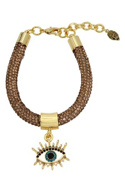 Kurt Geiger London Evil Eye Pavé Crystal Rope Bracelet In Gold