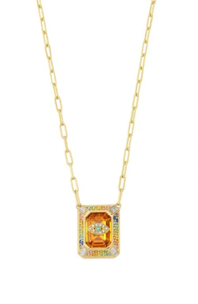 Kurt Geiger London Evil Eye Pendant Necklace In Orange