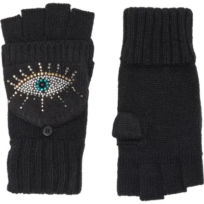 Kurt Geiger London Evil Eye Pop Top Gloves In Black