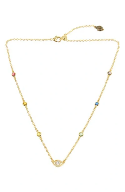 Kurt Geiger London Evil Eye Station Necklace In Gold/multi