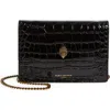 Kurt Geiger Extra Mini Shoreditch Leather Clutch Bag In Black Croc Embossed