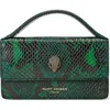 Kurt Geiger London Extrasmall Bond Croc Embossed Leather Top Handle Bag In Green